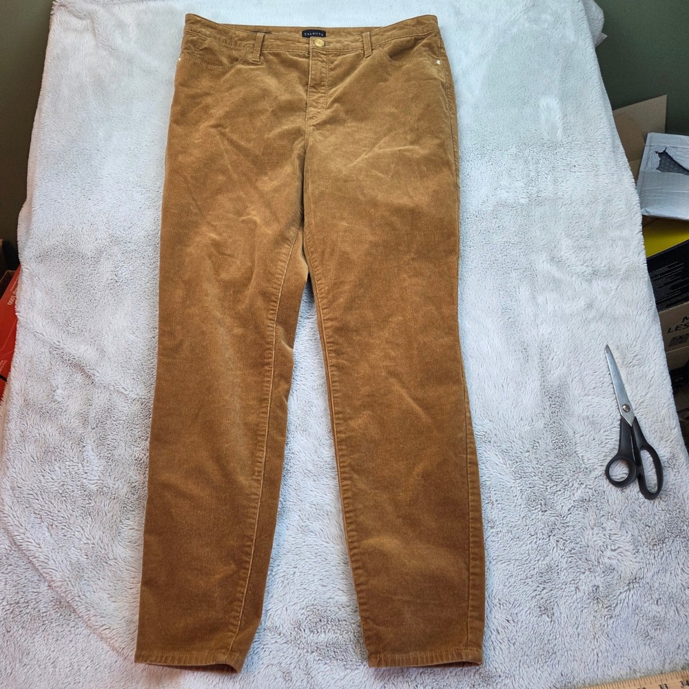 Talbots Corduroy Jegging Women 12 Brown Tan Slim High Rise Stretch Pants VN5214
